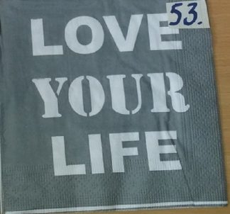 1 st Servett: med texten Love Your Life nr 53