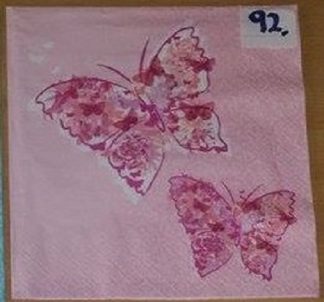 1 st Servett: med fjärilar rosa 6 nr 92